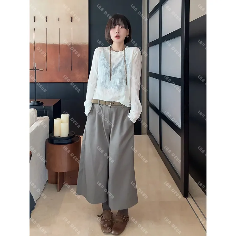 【逐梦行者】莱赛尔八分时尚休闲气质百搭阔腿显瘦宽松裤子女
