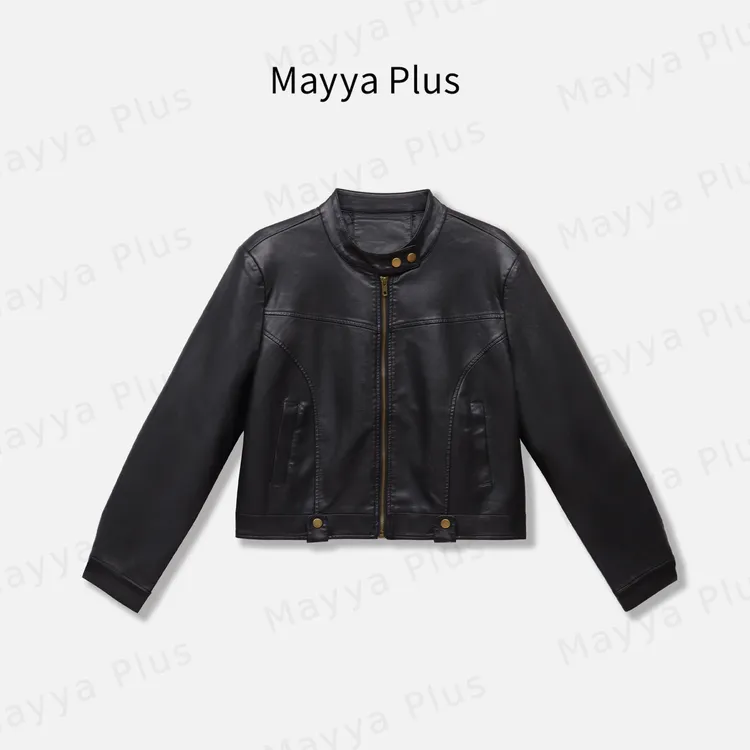 【甜酷时区】Mayya Plus麦芽定制流光风短款皮衣女外套夹克32536856