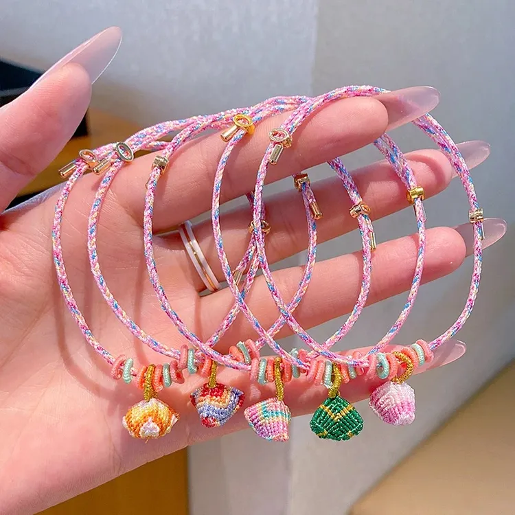 2025春夏新款端午五彩绳小粽子手链宝宝饰品手工编织首饰品配饰