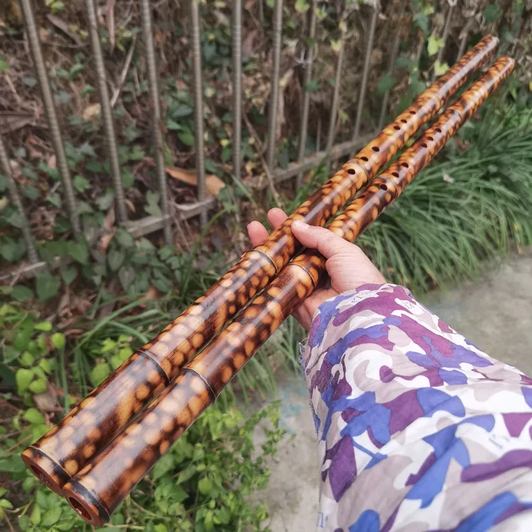 手工精制大漆黑暗龙鳞桂竹老料八孔开口洞箫（定制款）