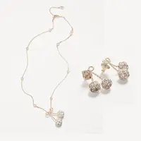 铜合金锆石吊坠 宋祖儿同款重工水钻樱桃饰品 YG1025 预约