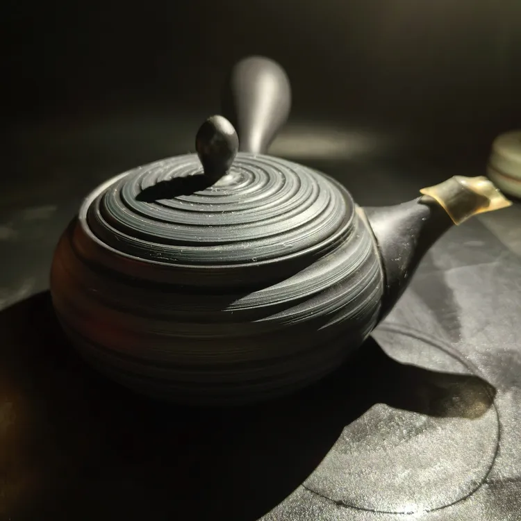 常滑烧宝龙黑色侧把壶茶具陶壶陶瓷大球形滤口01/31泡茶壶家用