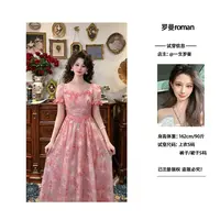专场现货一生罗曼【柔焦】法式复古温柔方领碎花夏至连衣裙L1190