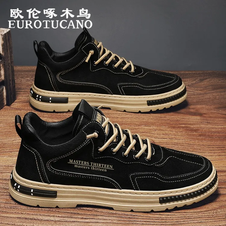 欧伦啄木鸟EUROTUCANO男鞋秋季一脚蹬工装鞋子男款耐磨运动板鞋