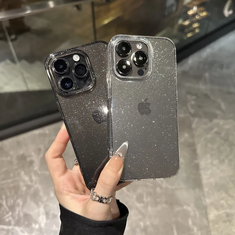 ins轻奢透明闪粉适用苹果16/15promax手机壳iPhone14/13/12简约11