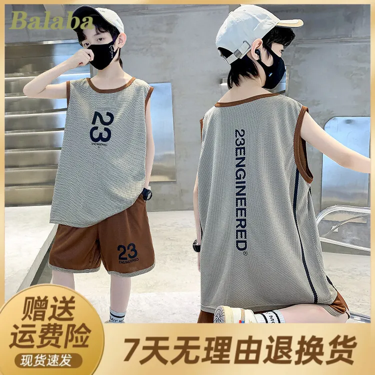新品巴拉巴拉儿童篮球服套装夏季男童大童青少年23号球衣速干训练