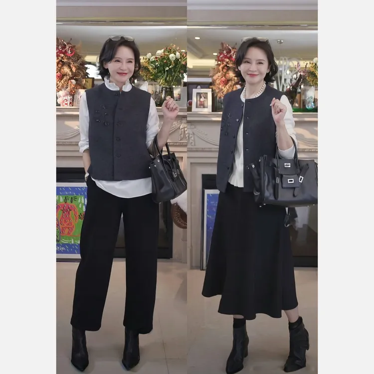 我是摩羯黑标 大家闺秀 100绵羊毛精美立体钉珠秋冬外套马甲