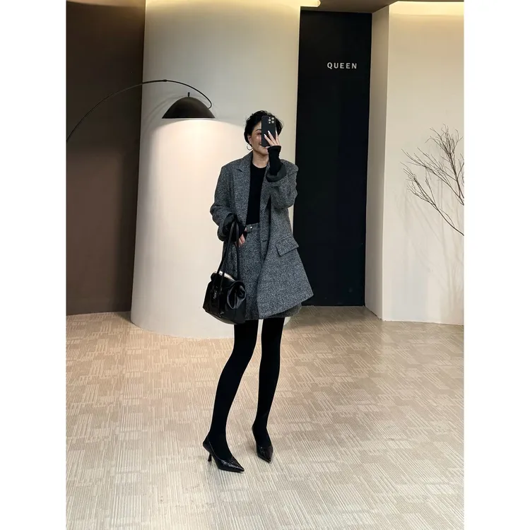 美丽定制极简气质显瘦加棉羊圈毛套裙160斤以内（5003）