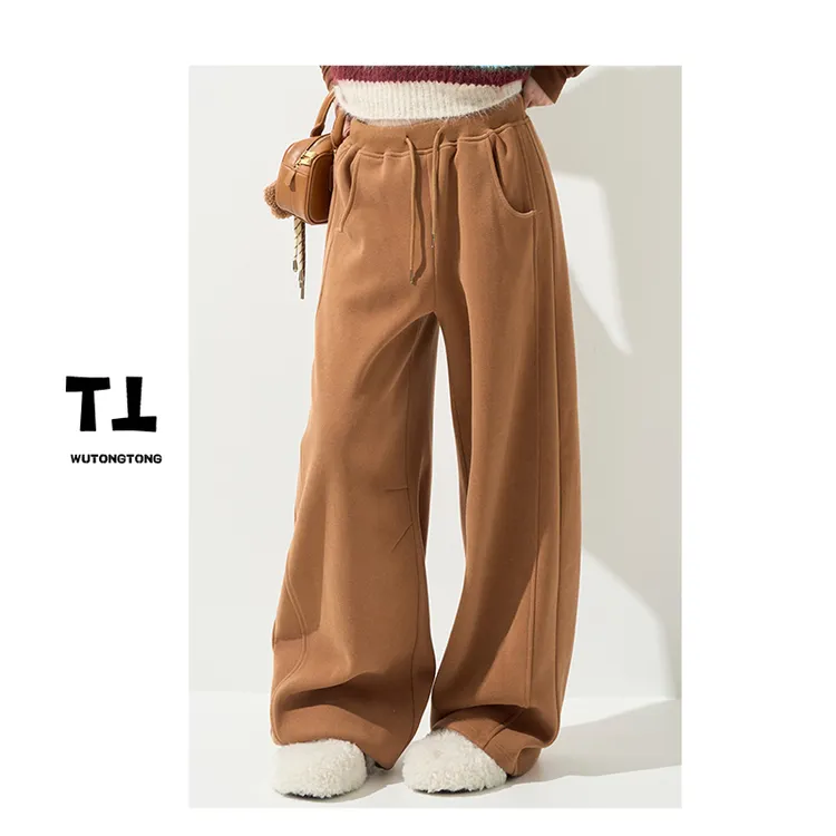 现货【时光倒流】冬季加绒加厚休闲裤女韩版显瘦宽松直筒裤62979