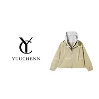 YUUCHENN 简约气质撞色连帽卫衣假两件宽松外套 HRACW1501-1
