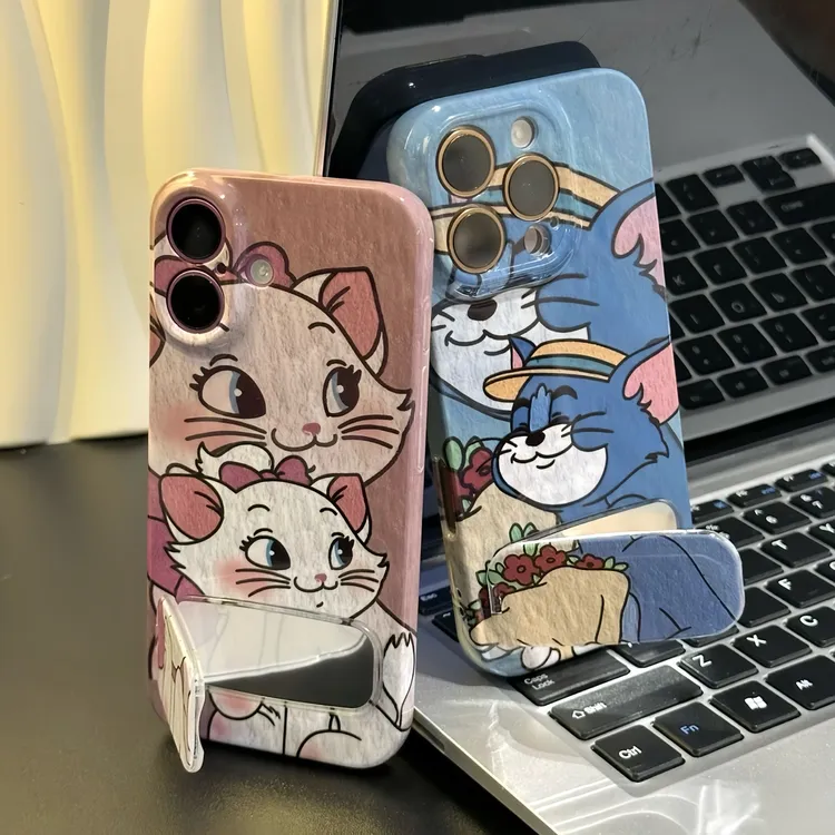 汤姆玛丽猫镜子支架适用苹果16promax手机壳华为70vivo小米15oppo