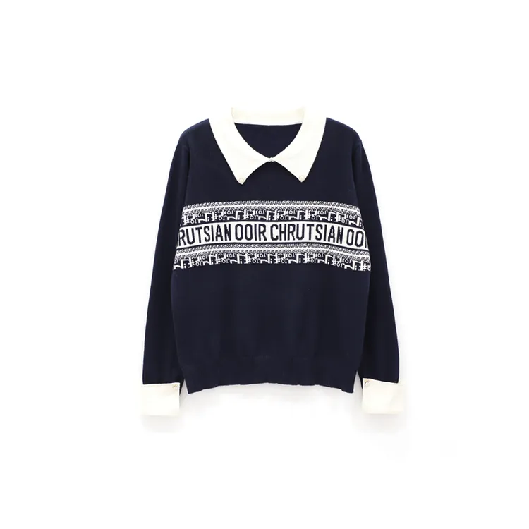 方领dd翻袖打底针织长袖百搭羊毛衫ly10311