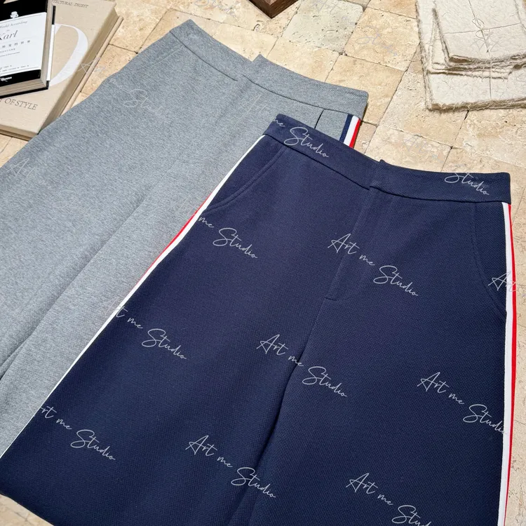 【ART ME】校服裤慵懒阔腿棉质感裸肤条纹休闲运动裤w2069l2