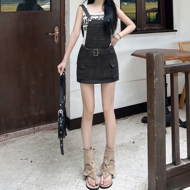 美式复古辣妹牛仔背带裙女秋季高级感气质连衣裙修身显瘦小个子