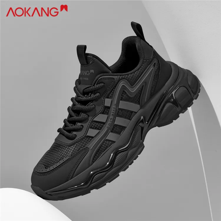 Aokang/奥康官网正品男鞋2025冬季保暖皮面休闲运动鞋男士老爹鞋