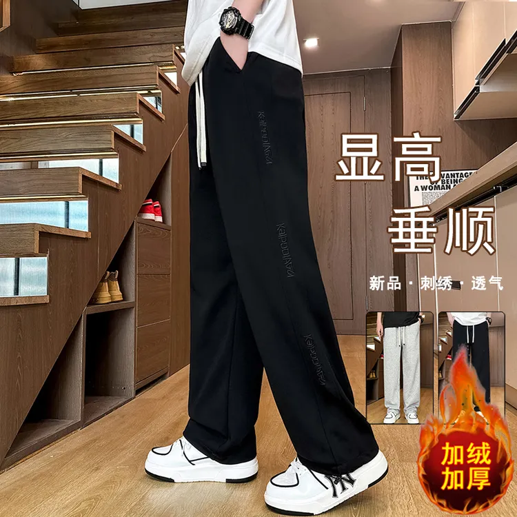 2025秋冬新款男士休闲裤韩版时尚潮流学院风百搭学生宽松直筒长裤