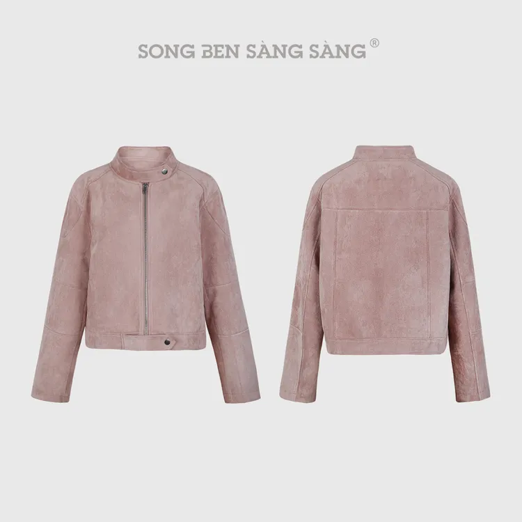 松本丧丧秋冬宽松麂皮外套短款纯色气质精致感短外套B253O0015