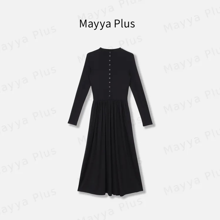 【懒美人】Mayya Plus麦芽定制高级感立领修身针织连衣裙子32536921