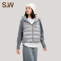 【SW速惟】新款时尚拼接连帽保暖女士百搭宽松羽绒服1320