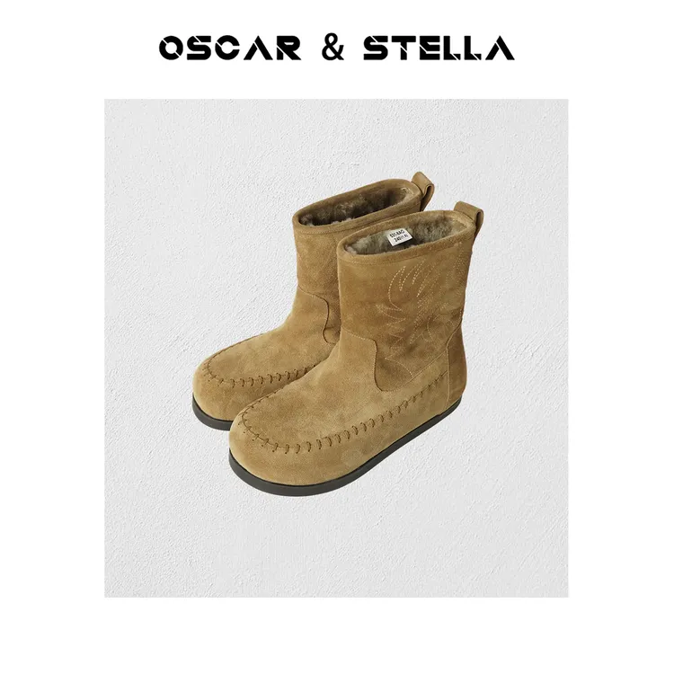 OSCAR&STELLA秋冬时尚休闲经典复古百搭平底圆头短筒靴386-531