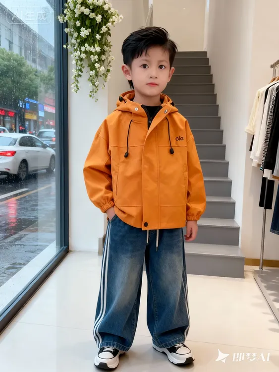 儿童装男童秋装冲锋衣外套2025新款中大童秋冬季男孩帅气加棉加厚
