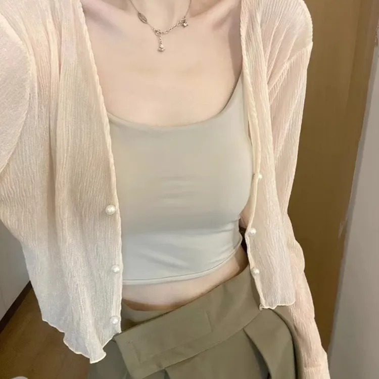 防晒冰丝开衫女夏季披肩外搭配裙子空调针织罩衫法式天丝薄纱上衣