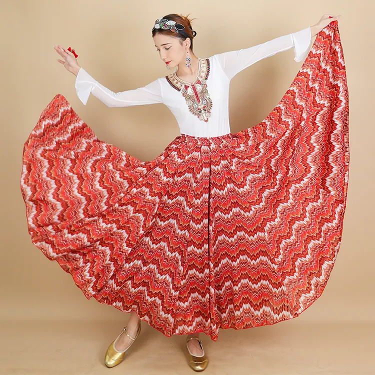 天翼美2026秋冬季新款高定金银丝720民族风半身裙