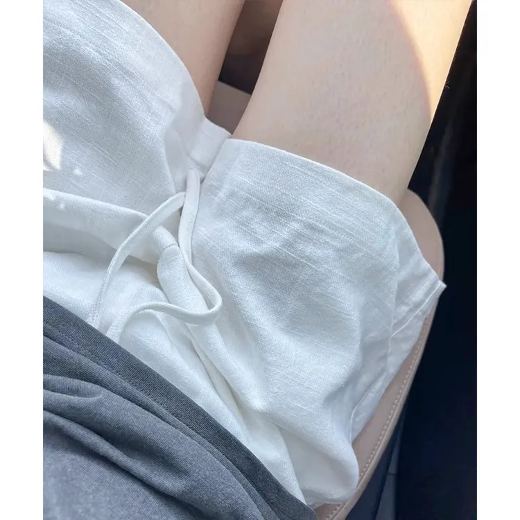 孕妇裤白色亚麻2025夏季新款孕妇短裤显瘦休闲宽松热裤阔腿五分裤