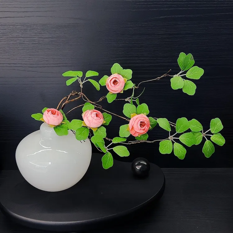 【白月光】白玉琉璃高颜值花瓶花瓶摆件客厅茶几高级感装饰花瓶53