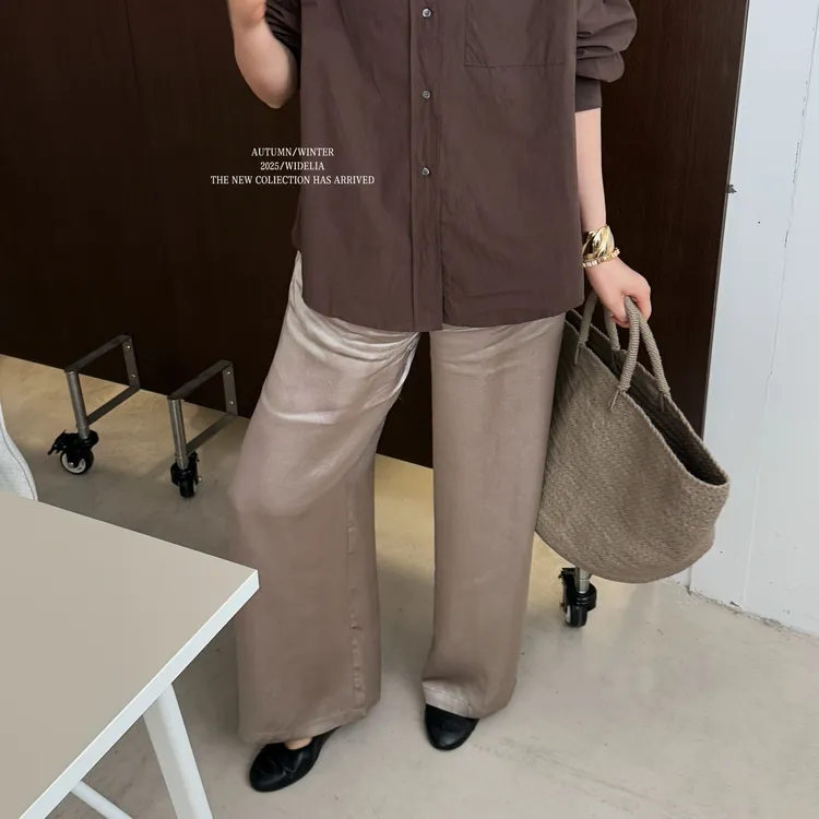 widelia夏季5373韩版丝滑凉凉裤亮面醋酸显瘦松紧腰宽松休闲裤