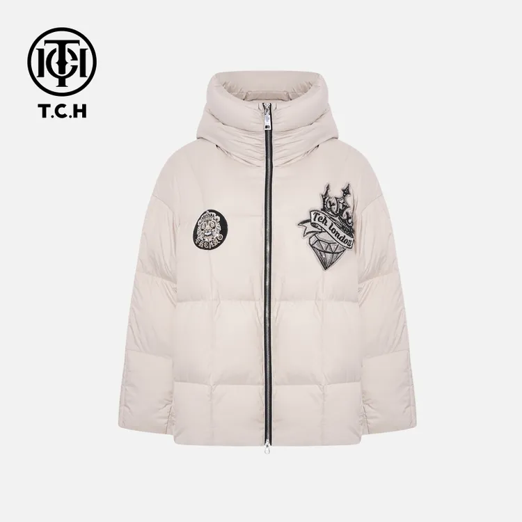 TCH轻奢烫钻工艺90白鸭绒时尚保暖羽绒服T75C19E9017私服tch