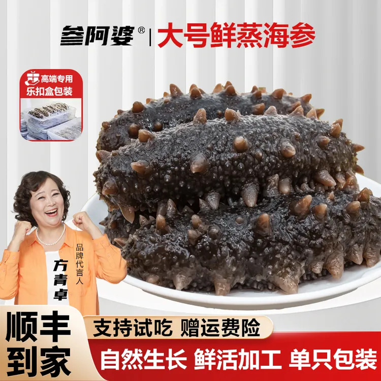 海参【官方补贴】参阿婆大号鲜蒸海参20头送10头新鲜非水发可配礼盒商品图