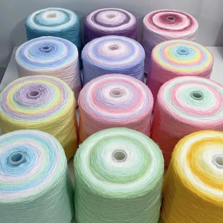 渐变色花束七星毯子斗篷3股鹿绒马海蛋糕手工钩织披肩围巾毛线DIY