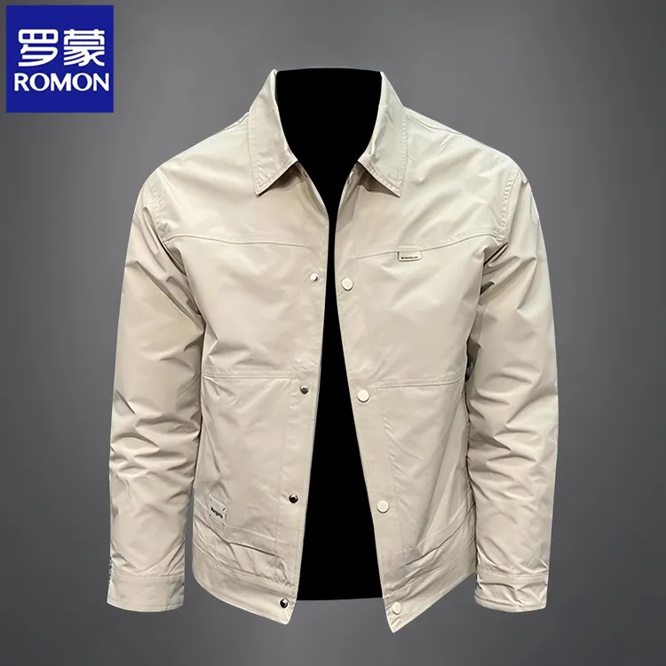 Romon/罗蒙春秋季新款潮牌百搭男士休闲夹克薄款上衣修身韩版外套