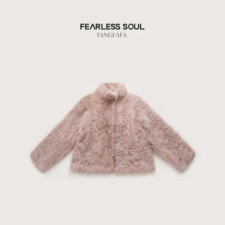 唐发发TFF 西班牙进口托斯卡纳皮毛一体立领脏粉外套 825FF870 *
