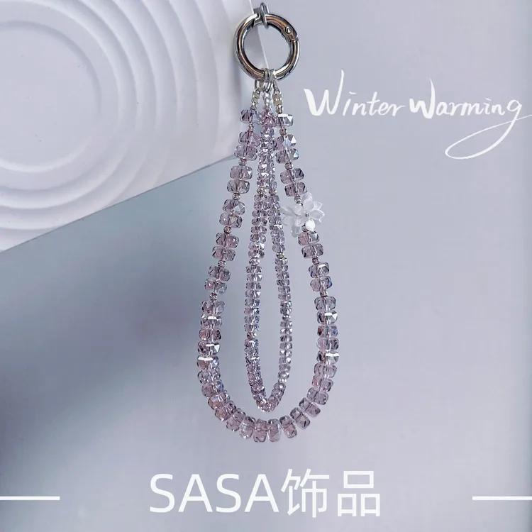 【烟紫幸花】手机链女款手工高档通用斜跨挂脖网红时尚防摔手提挂绳