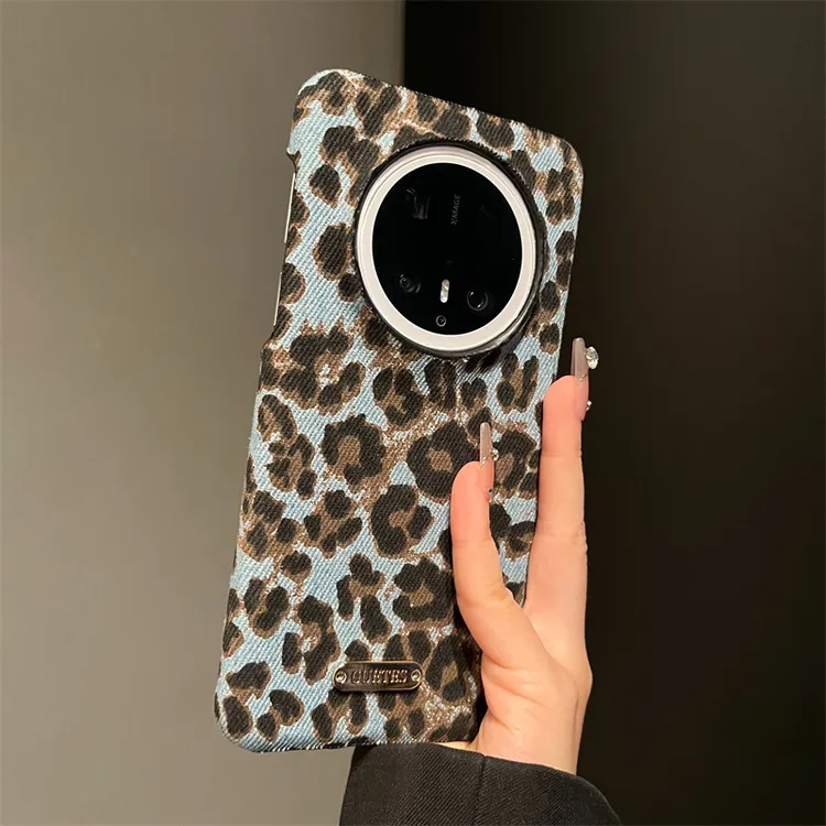 适用华为mate70pro+手机壳p70复古撞色黑棕豹纹Mate60pro防摔女款