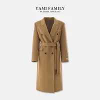 【战袍】YM 843 时尚休闲长款设计师翻领秋冬双面羊毛大衣