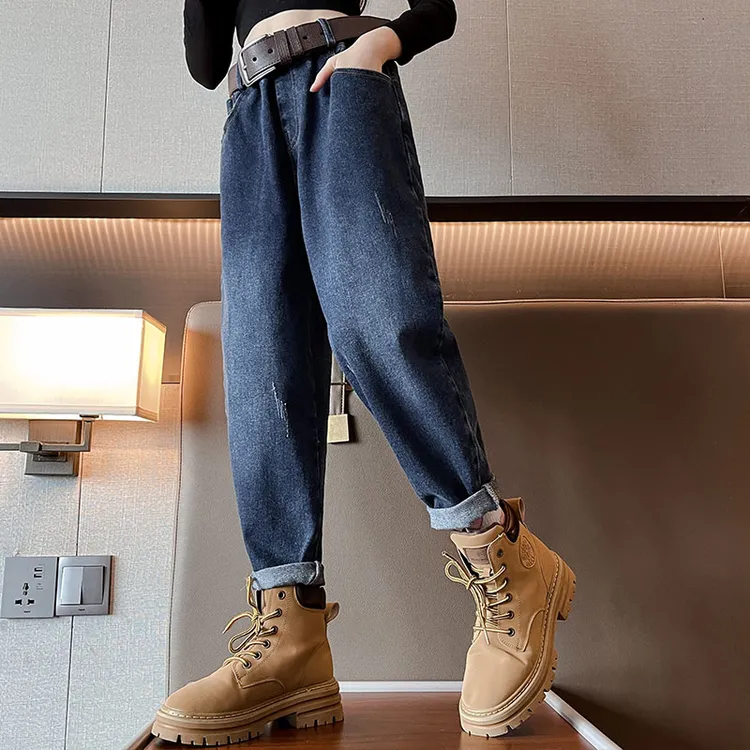 女童哈伦牛仔裤春秋2025新款儿童裤子女孩大童秋装休闲老爹裤宽松