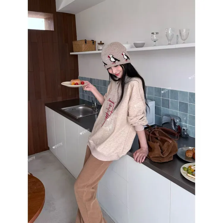 PCNY「字母绣花」不理理冬季新款小众女装时尚宽松百搭卫衣