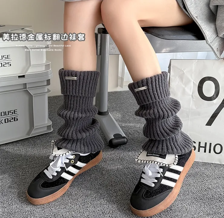 加厚金属标堆堆袜套女秋冬保暖长筒小腿袜秋冬袜套款保暖翻边02