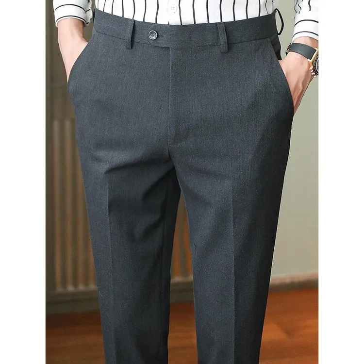潮牌男士休闲裤2025新款高品质商务正装裤工作服修身九分西装裤