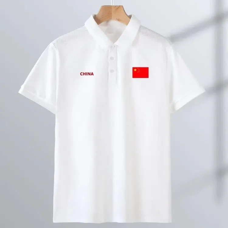 中国风短袖翻领情侣夏季大码国潮国标款Polo衫男士硅胶印花透气