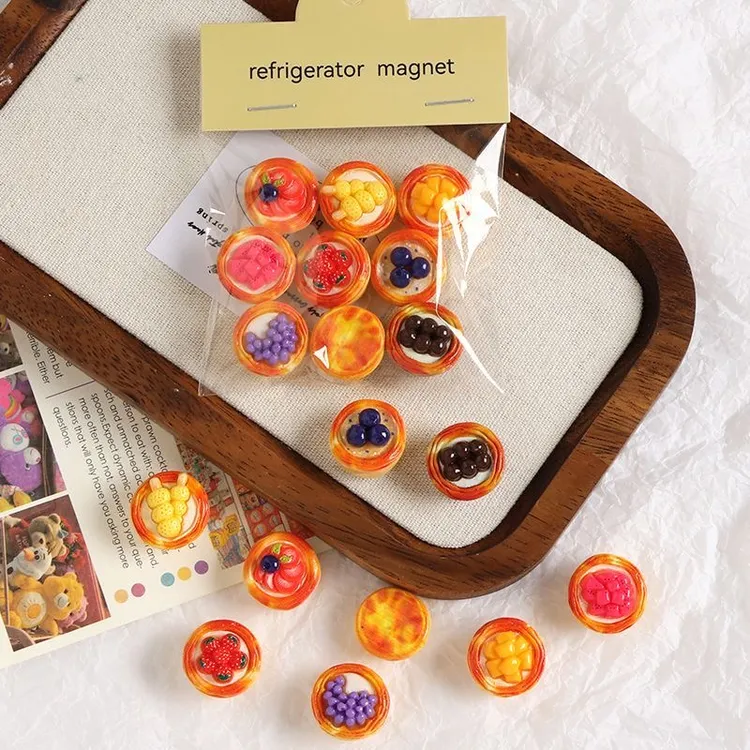 仿真微缩蛋挞食玩树脂冰箱贴创意黑白板照片墙留言板固定磁性贴片