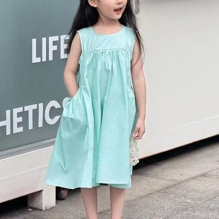 女童夏季连衣裙2025新款儿童夏装背心裙时尚公主裙夏季纯棉裙子潮