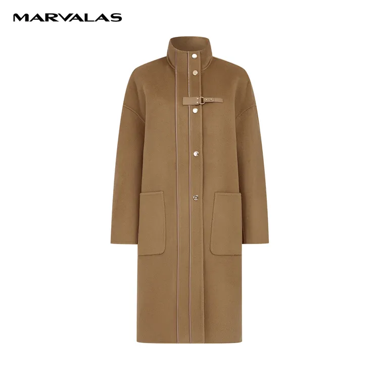 曼德诗双面呢棉羊毛大衣翻领双排扣百搭绵羊毛M426306948