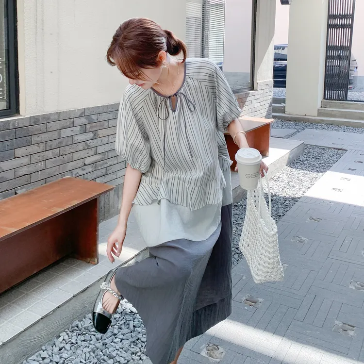 现货新款夏季撞色连衣裙气质女装夏装休闲宽松