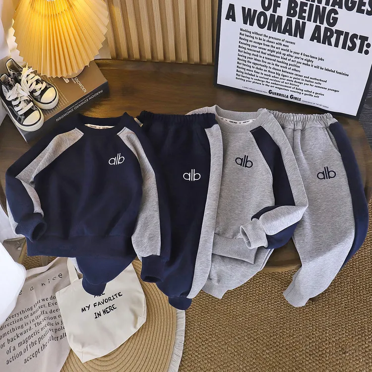 男童卫衣套装新款春季运动服套装百搭拼接儿童卫衣卫裤两件套童装