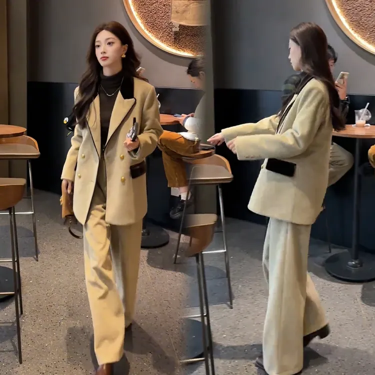 2025秋冬新款时尚显瘦气质网红高档套装女高级百搭宽松大码两件套