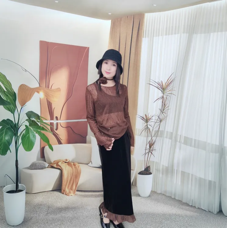 金丝绒半身秋冬包臀裙长裙高腰开叉复古显瘦中长款一步裙荷叶边裙